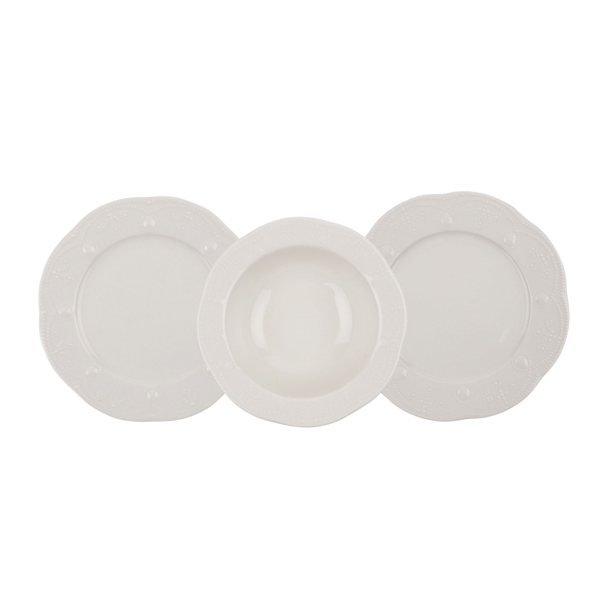 Spisesæt 24 dele cremefarvet/porcelæn