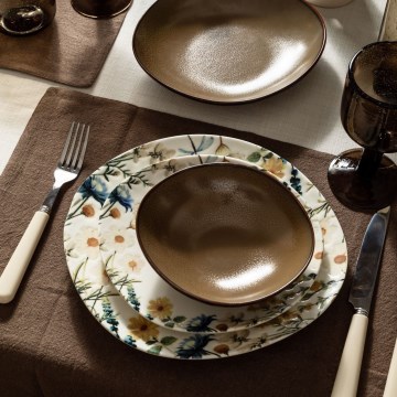 Spisesæt 24 dele flerfarvet/brun/porcelæn
