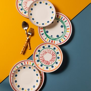 Spisesæt 24 dele flerfarvet/porcelæn