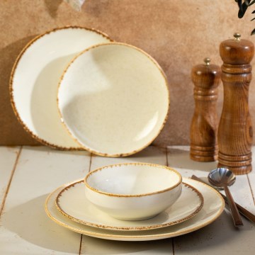 Spisesæt 24 dele hvid/beige/porcelæn