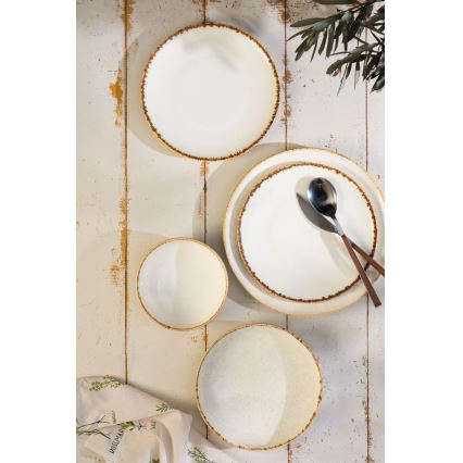 Spisesæt 24 dele hvid/beige/porcelæn