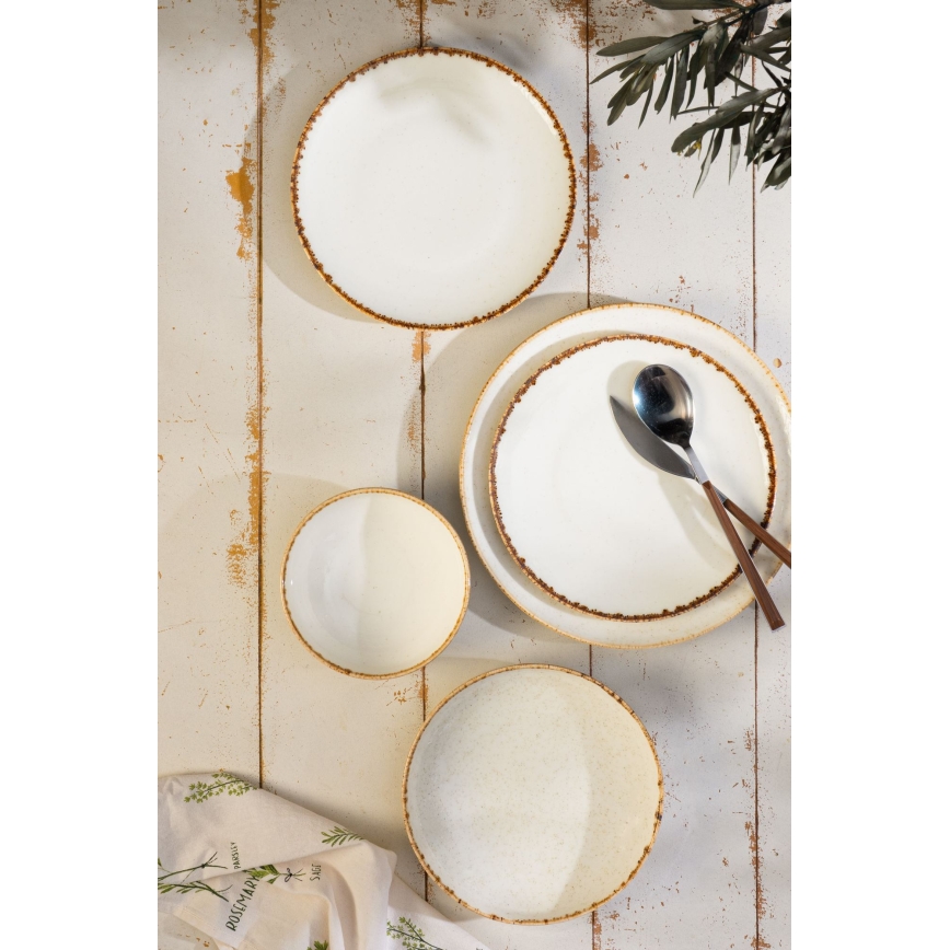 Spisesæt 24 dele hvid/beige/porcelæn
