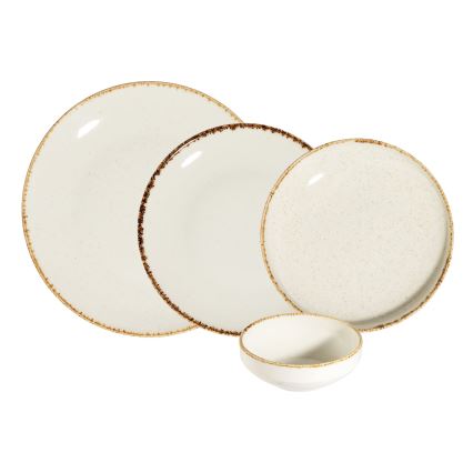 Spisesæt 24 dele hvid/beige/porcelæn