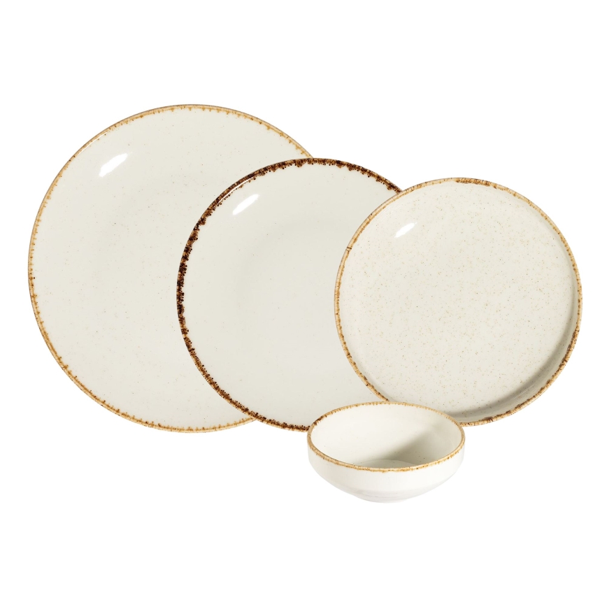 Spisesæt 24 dele hvid/beige/porcelæn