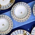 Spisesæt 24 dele hvid/blå/guld/keramik