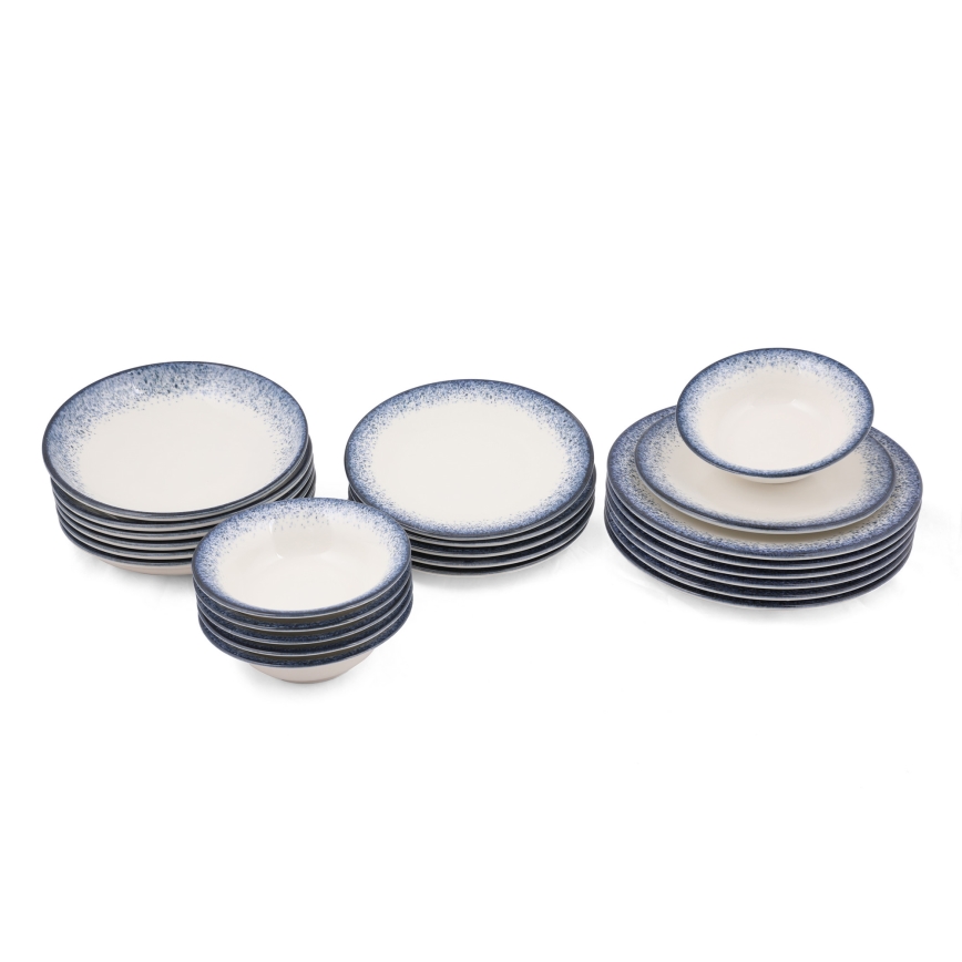 Spisesæt 24 dele hvid/blå/porcelæn