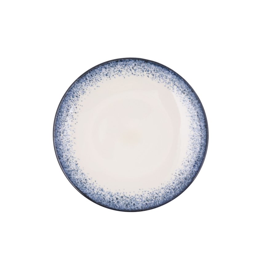 Spisesæt 24 dele hvid/blå/porcelæn