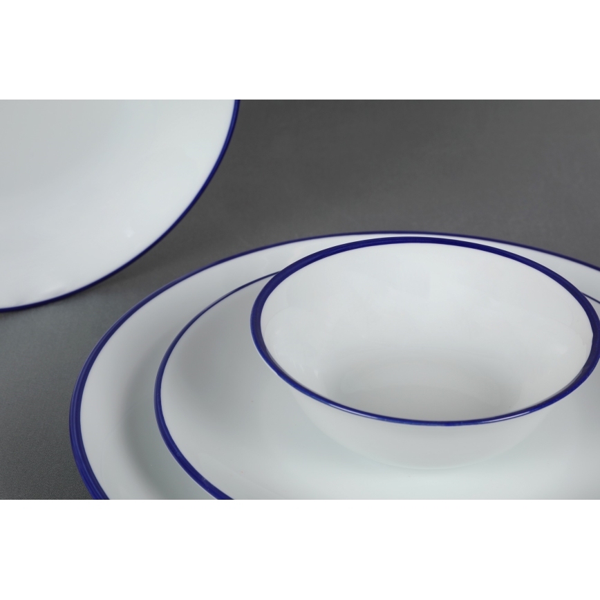 Spisesæt 24 dele hvid/blå/porcelæn