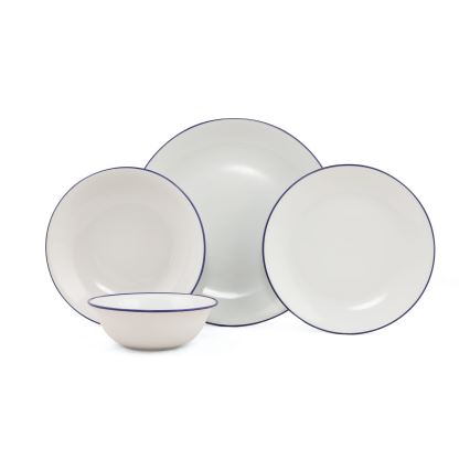 Spisesæt 24 dele hvid/blå/porcelæn
