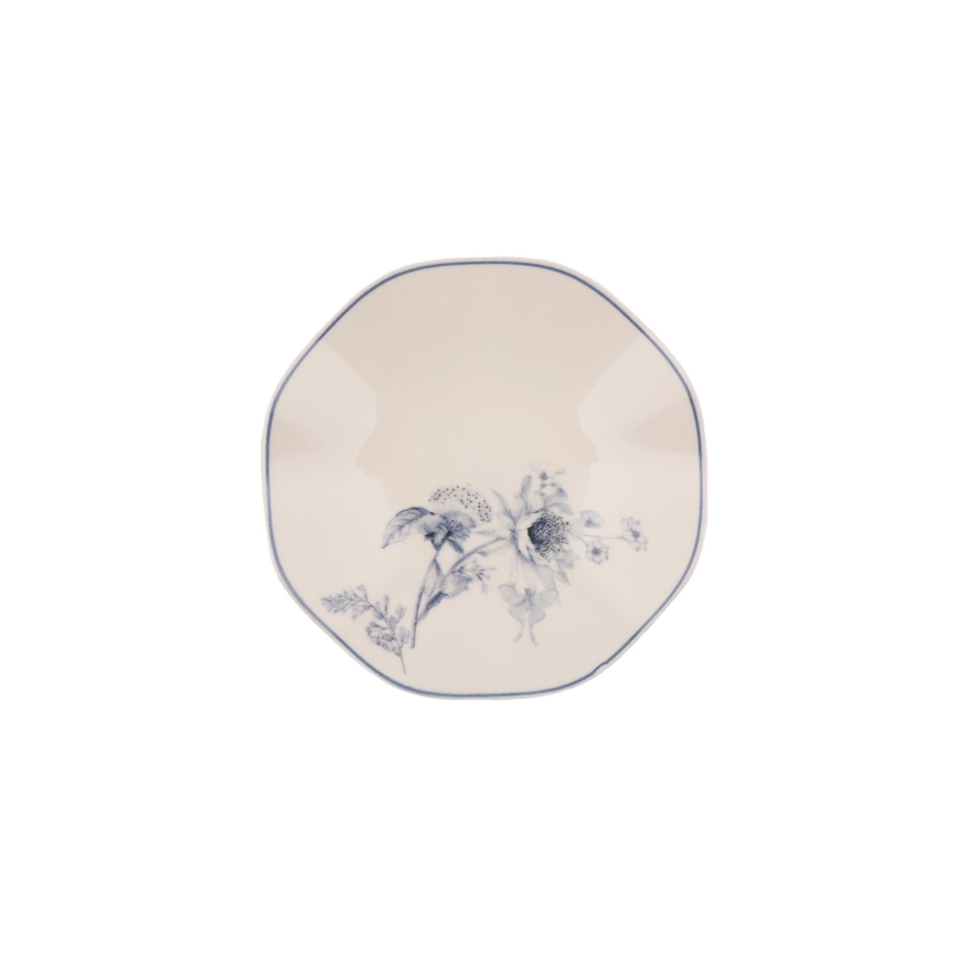 Spisesæt 24 dele hvid/blå porcelæn