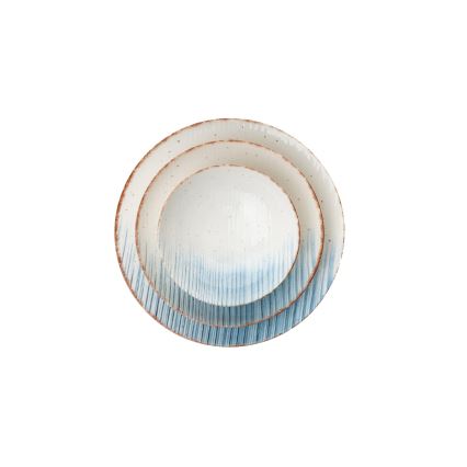 Spisesæt 24 dele, hvid/blå, porcelæn