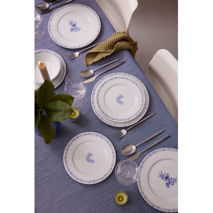 Spisesæt, 24 dele, hvid/blå, porcelæn