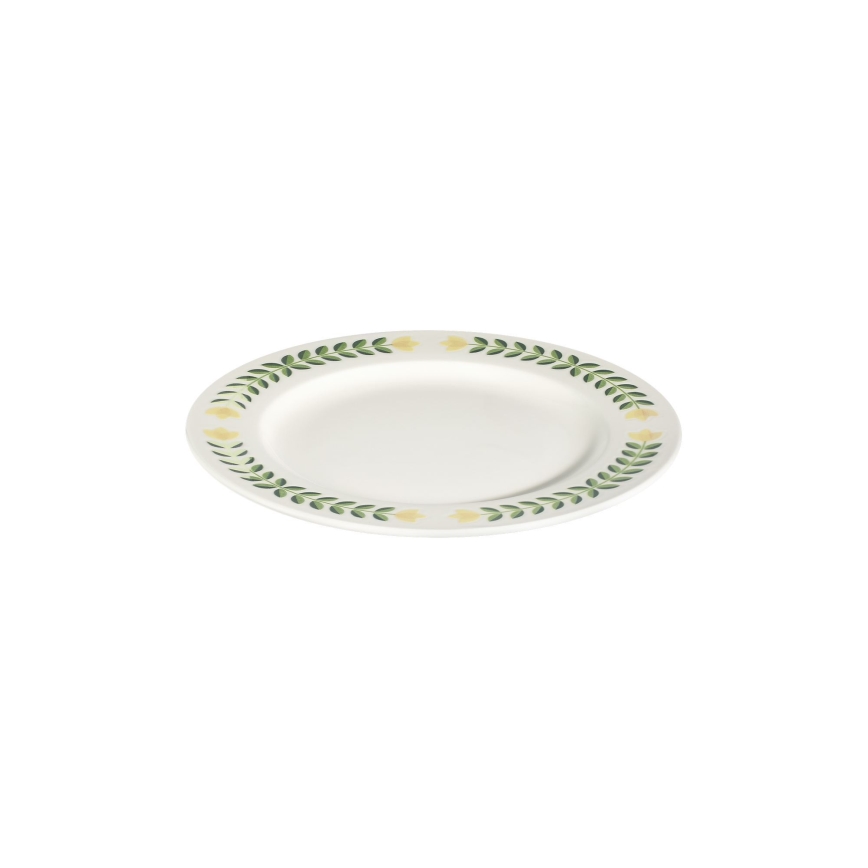 Spisesæt 24 dele hvid/grøn/gul/porcelæn