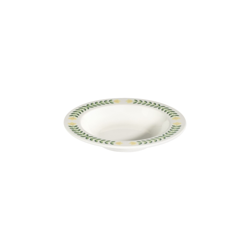 Spisesæt 24 dele hvid/grøn/gul/porcelæn