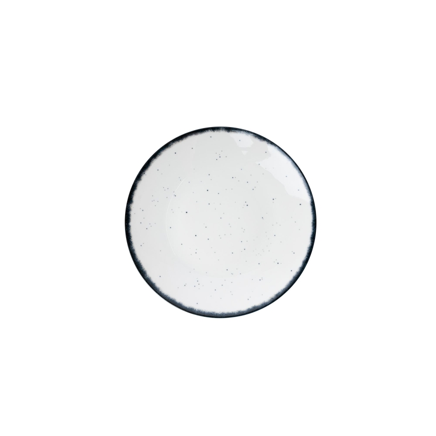 Spisesæt, 24 dele, hvid/sort, i porcelæn