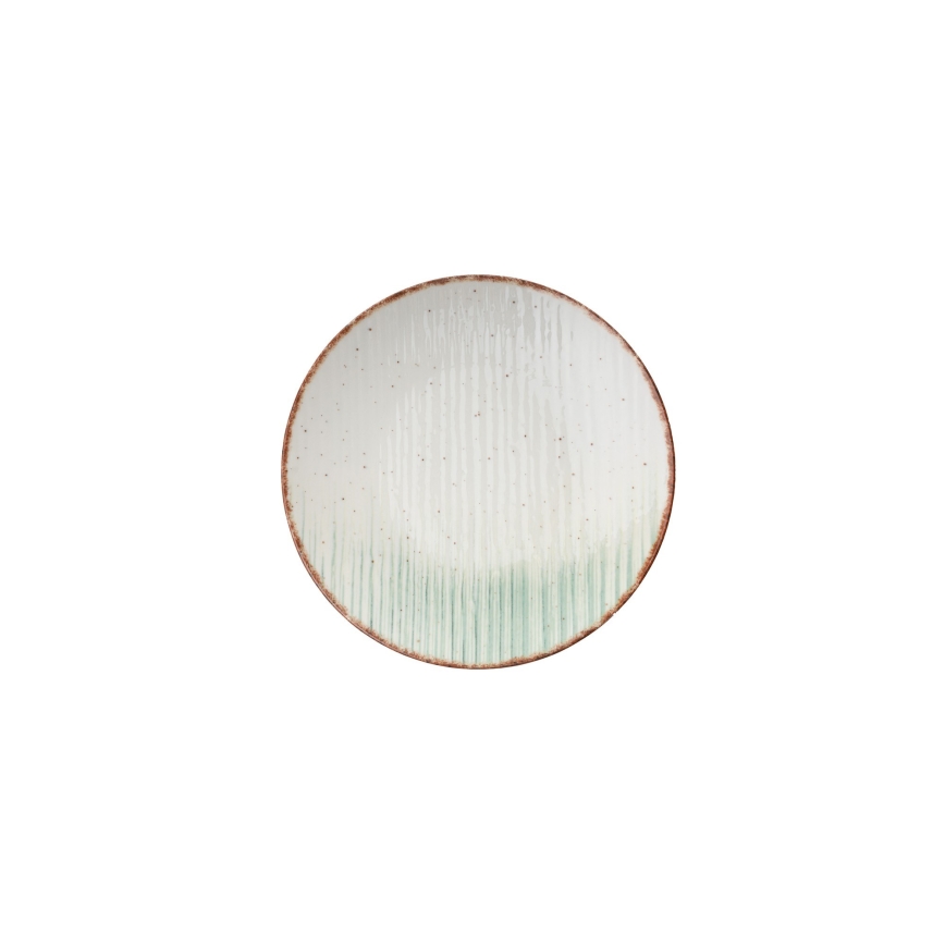 Spisesæt 24 dele i hvidt/grønt porcelæn