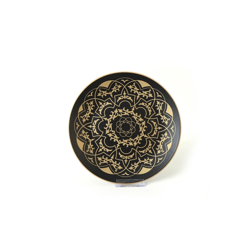 Spisesæt, 24 dele, sort/guld, keramik