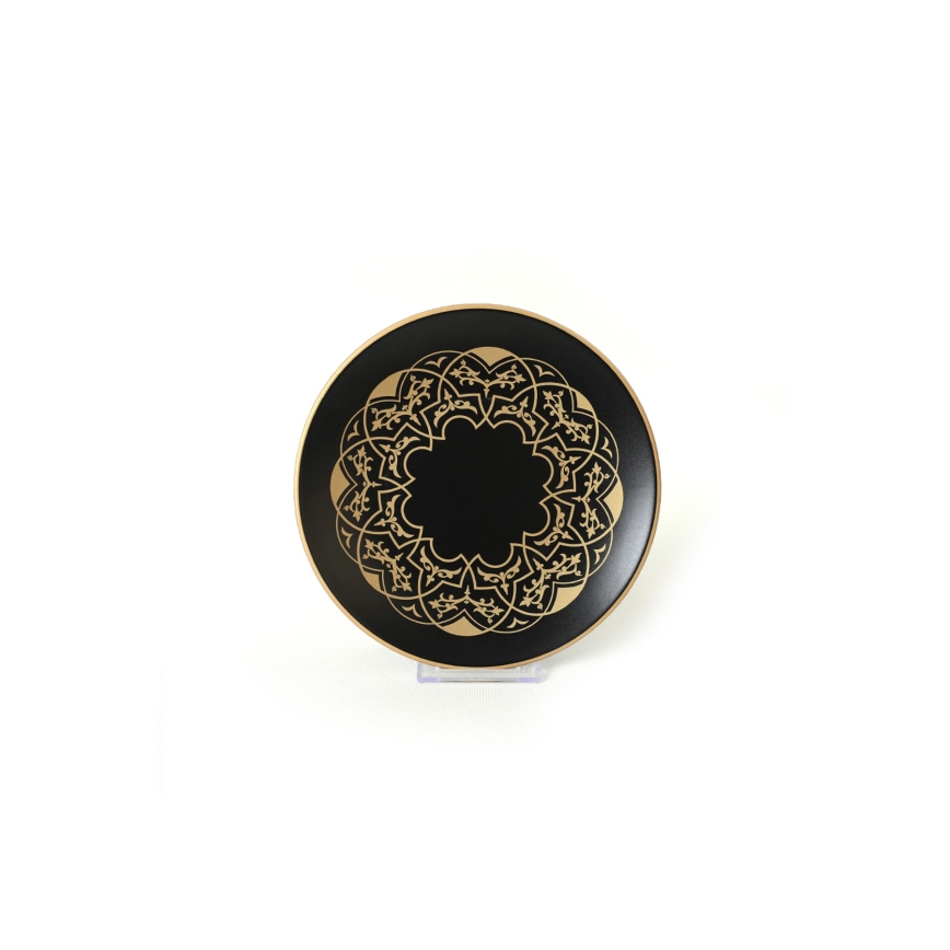 Spisesæt, 24 dele, sort/guld, keramik