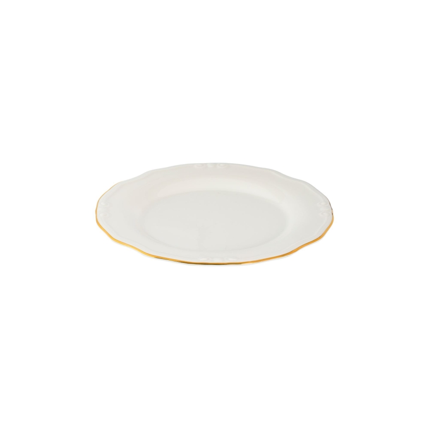 Spisesæt, 24 dele — hvidt porcelæn med gulddetaljer