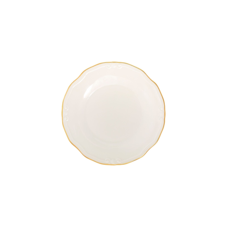 Spisesæt, 24 dele — hvidt porcelæn med gulddetaljer