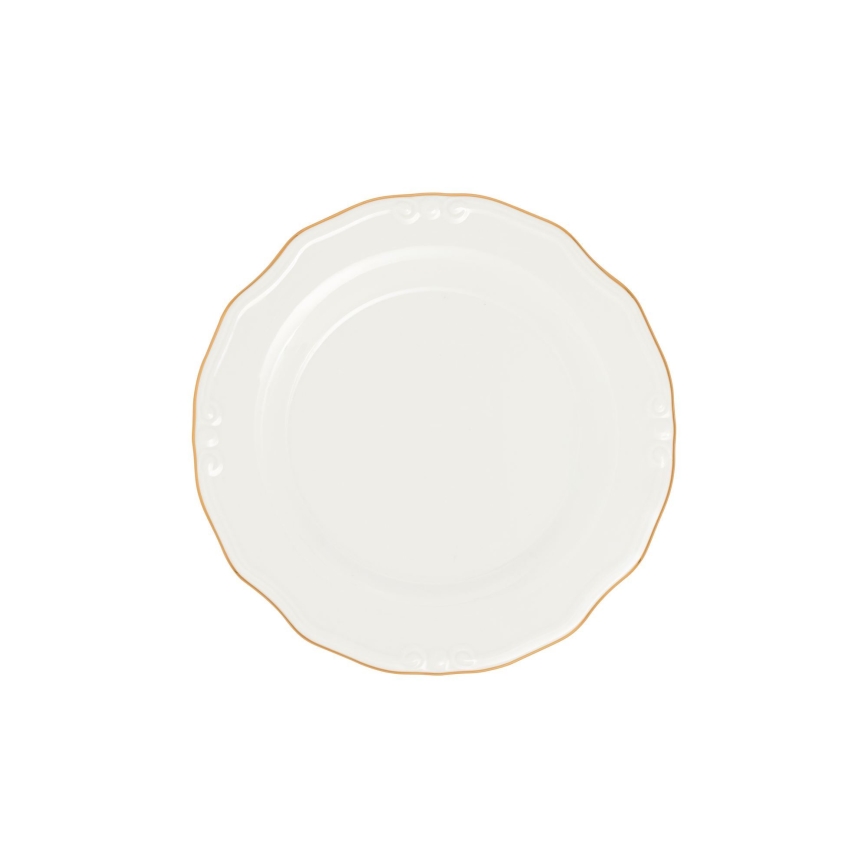 Spisesæt, 24 dele — hvidt porcelæn med gulddetaljer