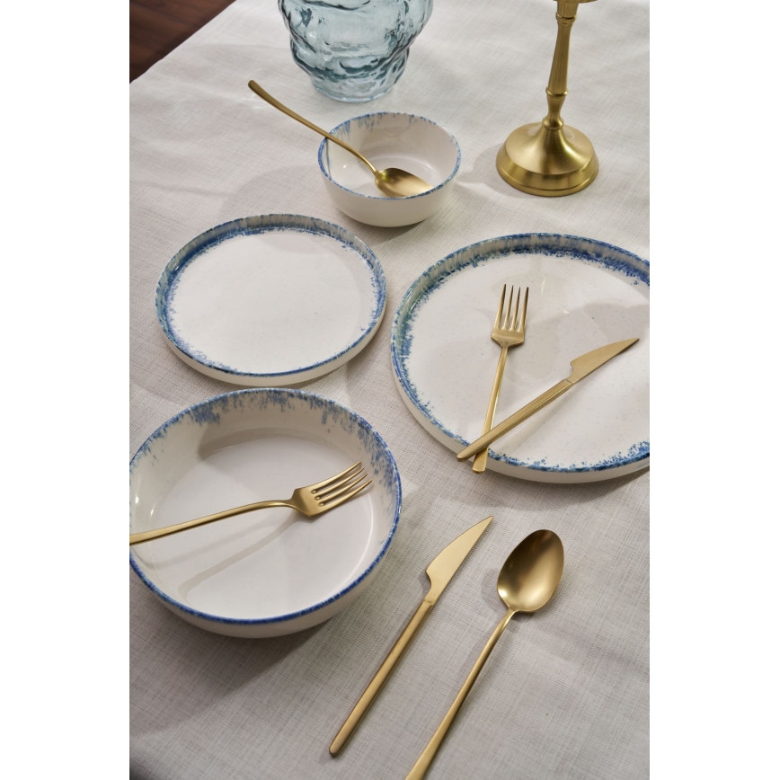 Spisesæt 24 stk hvid/blå/porcelæn