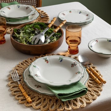 Spisesæt 24 stk. hvid/grøn/porcelæn