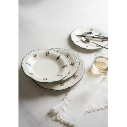 Spisesæt 24 stk. hvid/grøn/porcelæn