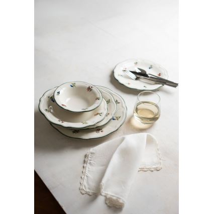 Spisesæt 24 stk. hvid/grøn/porcelæn