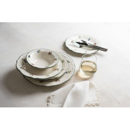 Spisesæt 24 stk. hvid/grøn/porcelæn