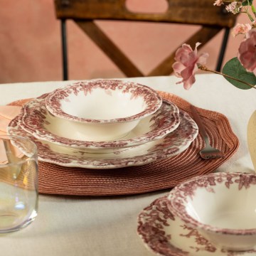 Spisesæt 24 stk. hvid/lyserød/porcelæn