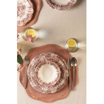 Spisesæt 24 stk. hvid/lyserød/porcelæn