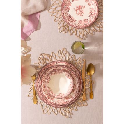 Spisesæt 24 stk hvid/lyserød/porcelæn