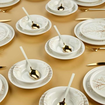 Spisesæt 24 stk. hvid/orange/keramik