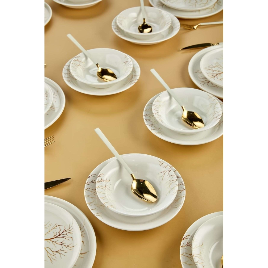 Spisesæt 24 stk. hvid/orange/keramik