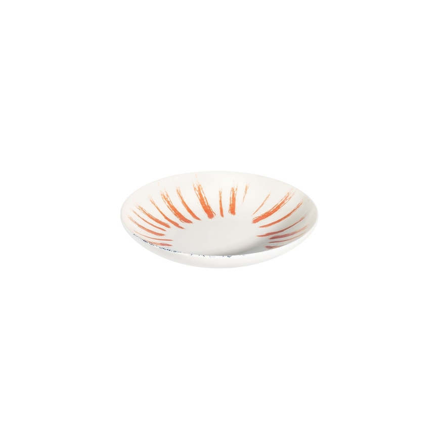 Spisesæt, 24 stk., hvid/rød/blå, porcelæn