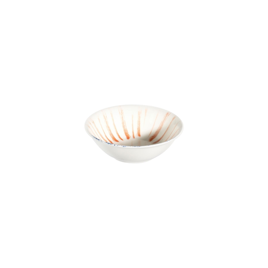 Spisesæt, 24 stk., hvid/rød/blå, porcelæn