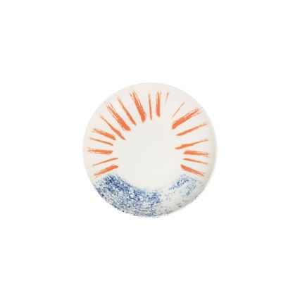 Spisesæt, 24 stk., hvid/rød/blå, porcelæn