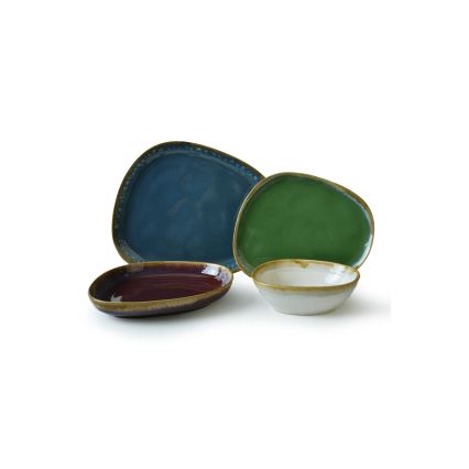 Spisesæt 24 stk. multifarvet/stentøj