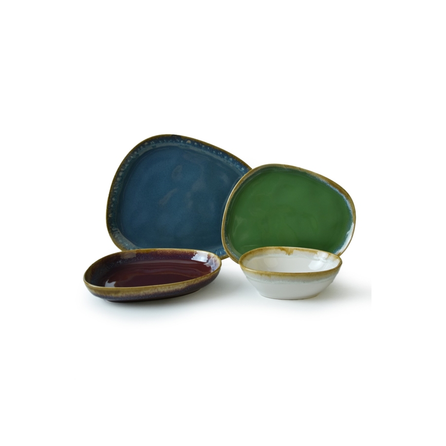 Spisesæt 24 stk. multifarvet/stentøj