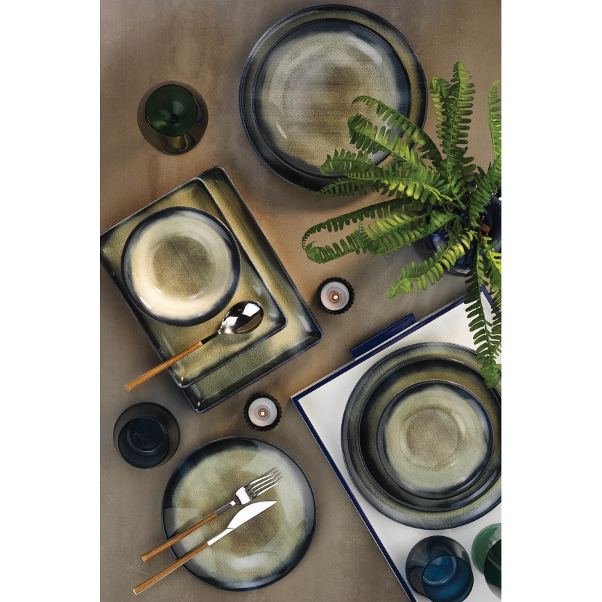 Spisesæt 26 dele blå/brun/porcelæn