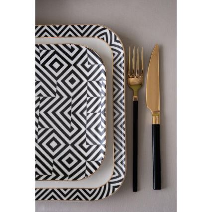 Spisesæt 26 dele hvid/sort/porcelæn