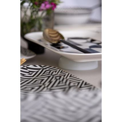 Spisesæt 26 dele hvid/sort/porcelæn