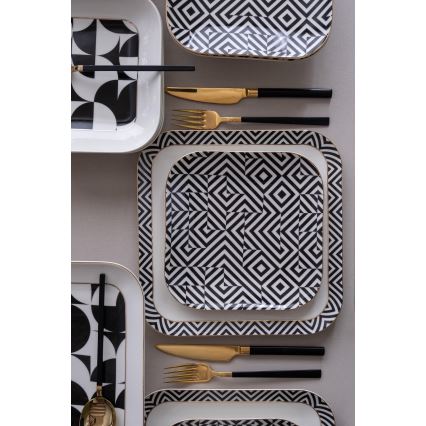 Spisesæt 26 dele hvid/sort/porcelæn