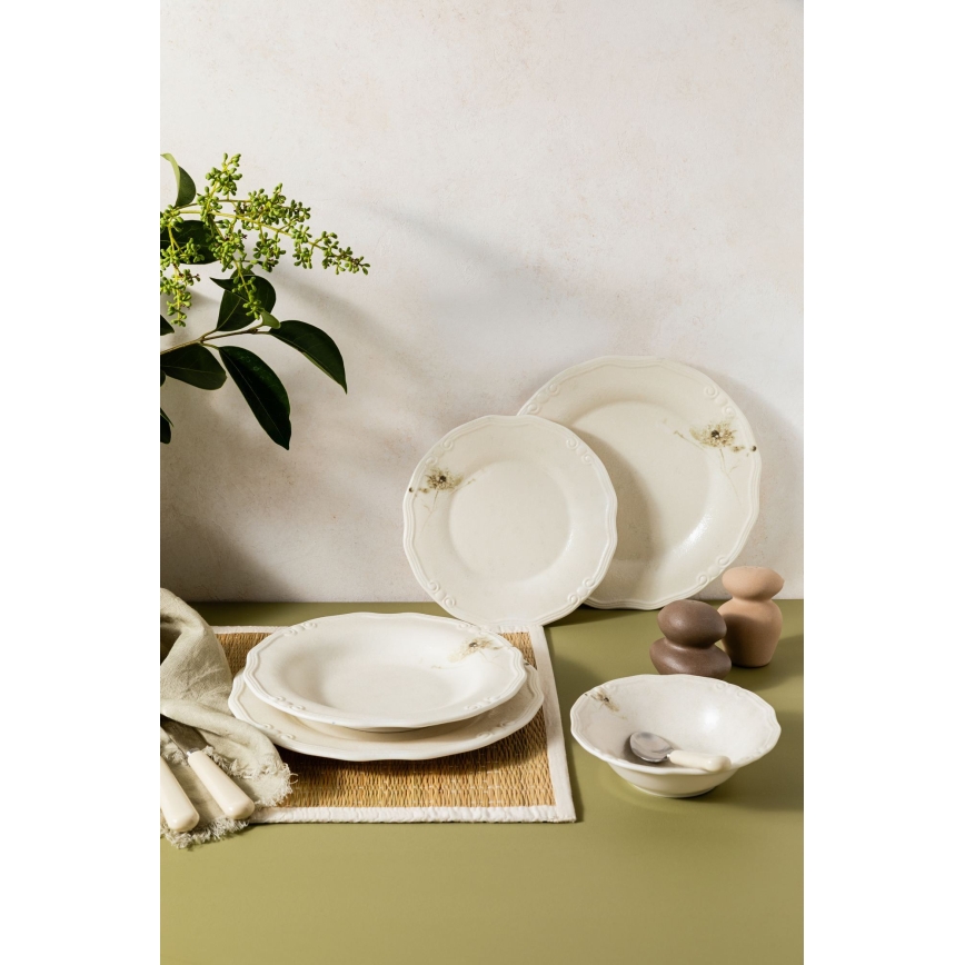 Spisesæt, 27 dele, cremefarvet porcelæn