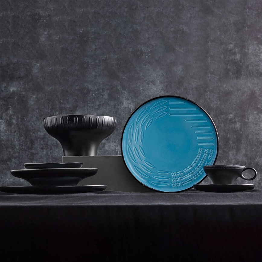 Spisesæt 3 stk. blå/porcelæn