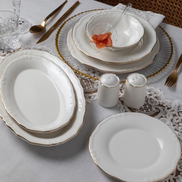 Spisesæt 53 dele hvid/guld/porcelæn