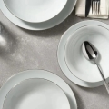 Spisesæt, 8 dele, hvid/sølv, porcelæn