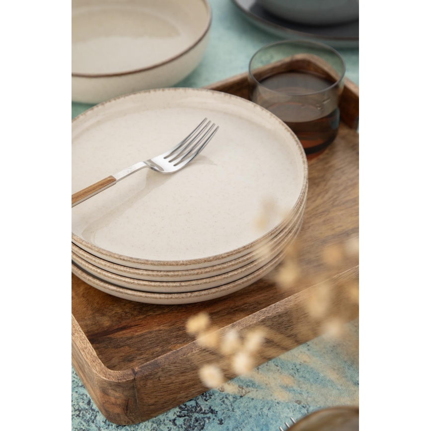 Spisesæt i porcelæn, 16 dele, grå/beige