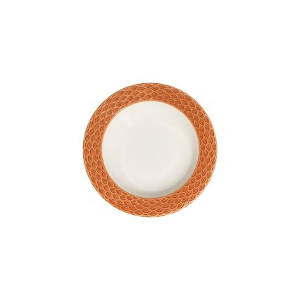 Spisesæt i porcelæn, 24 dele, hvid/orange